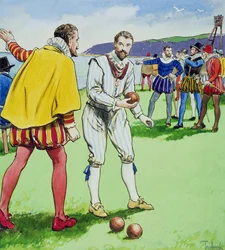 サーフランシスドレイク（15403-96）が「過去のぞき見」からボウルを演奏し、1900年頃に出版